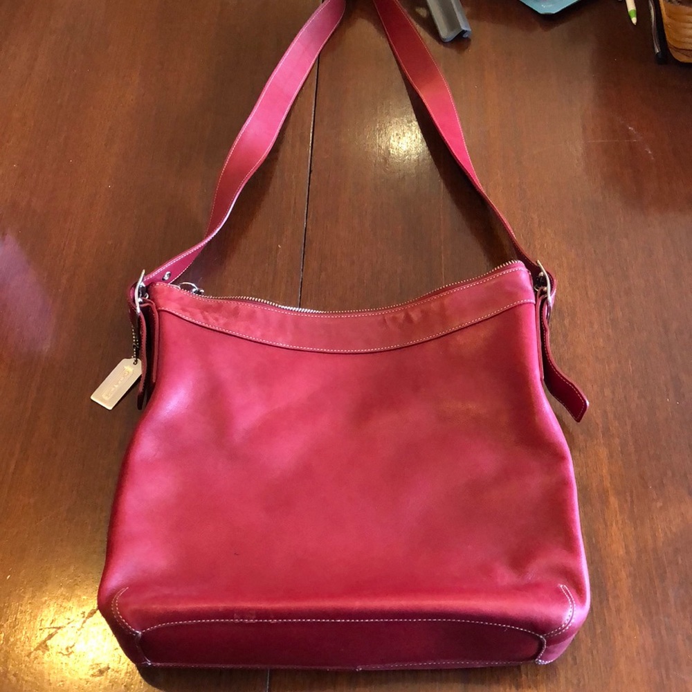 Red leather Coach purse